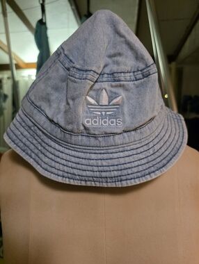 Adidas Trefoil Light Wash Denim Bucket Hat - Light Blue Denim